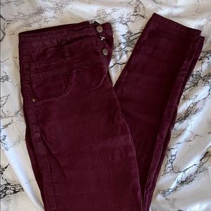 Maroon High Wasted Skinny Jeans
